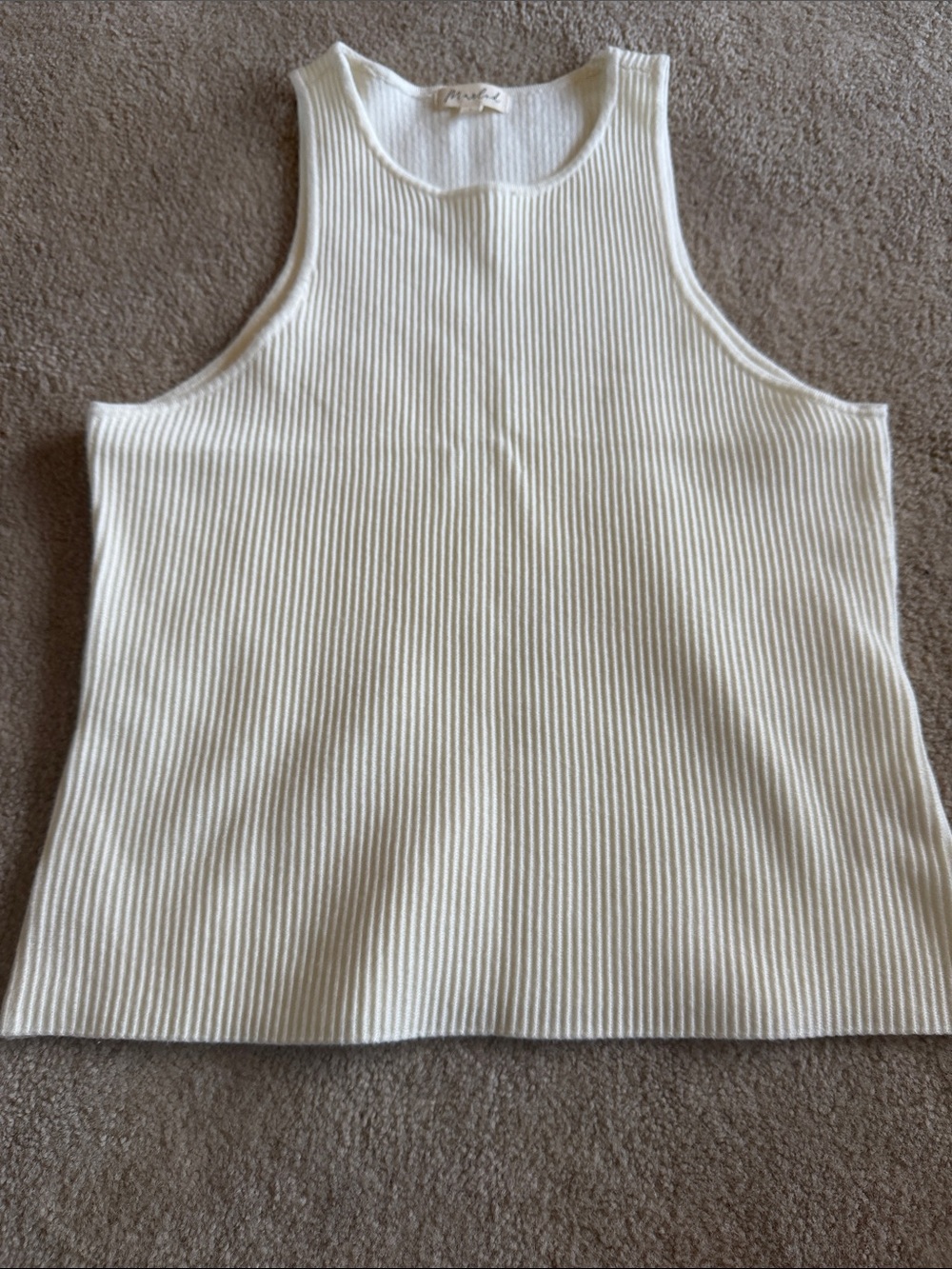 Marled Ribbed High-Neck Tank - Cream - Picture 2 of 4